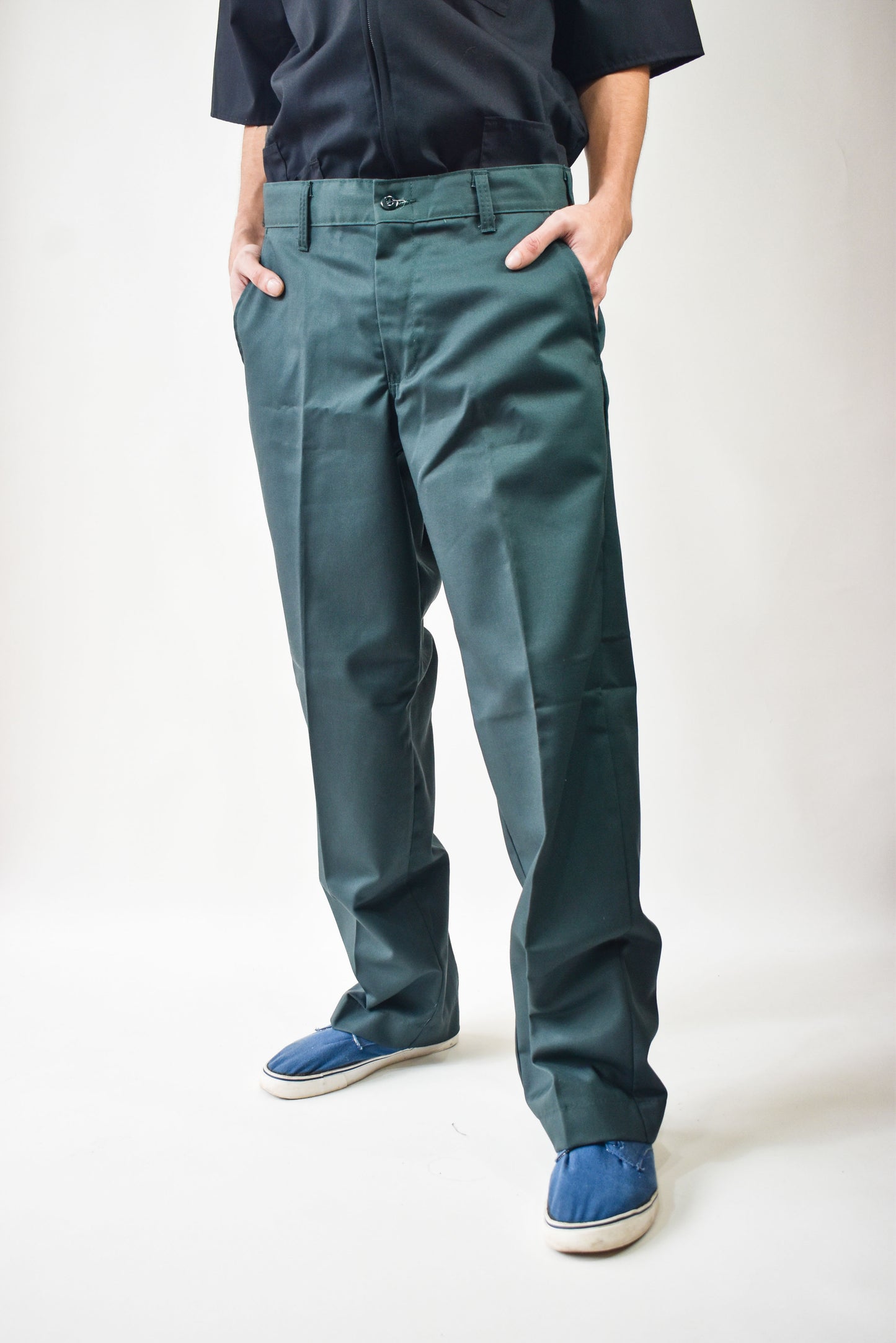 pantalone rectos de trabajo clasicos verde petroleo