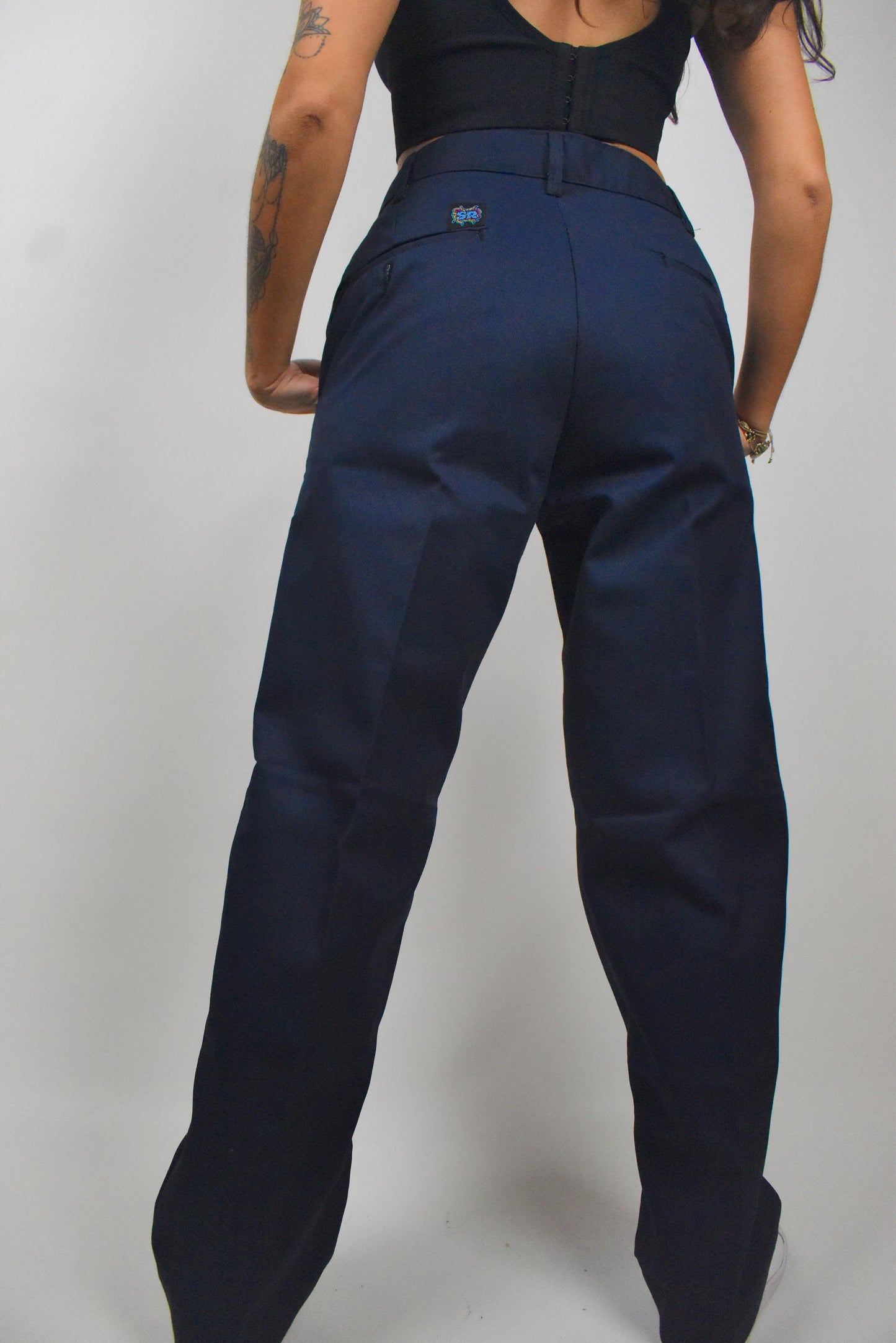 pantalone rectos de trabajo clasicos azul (w)