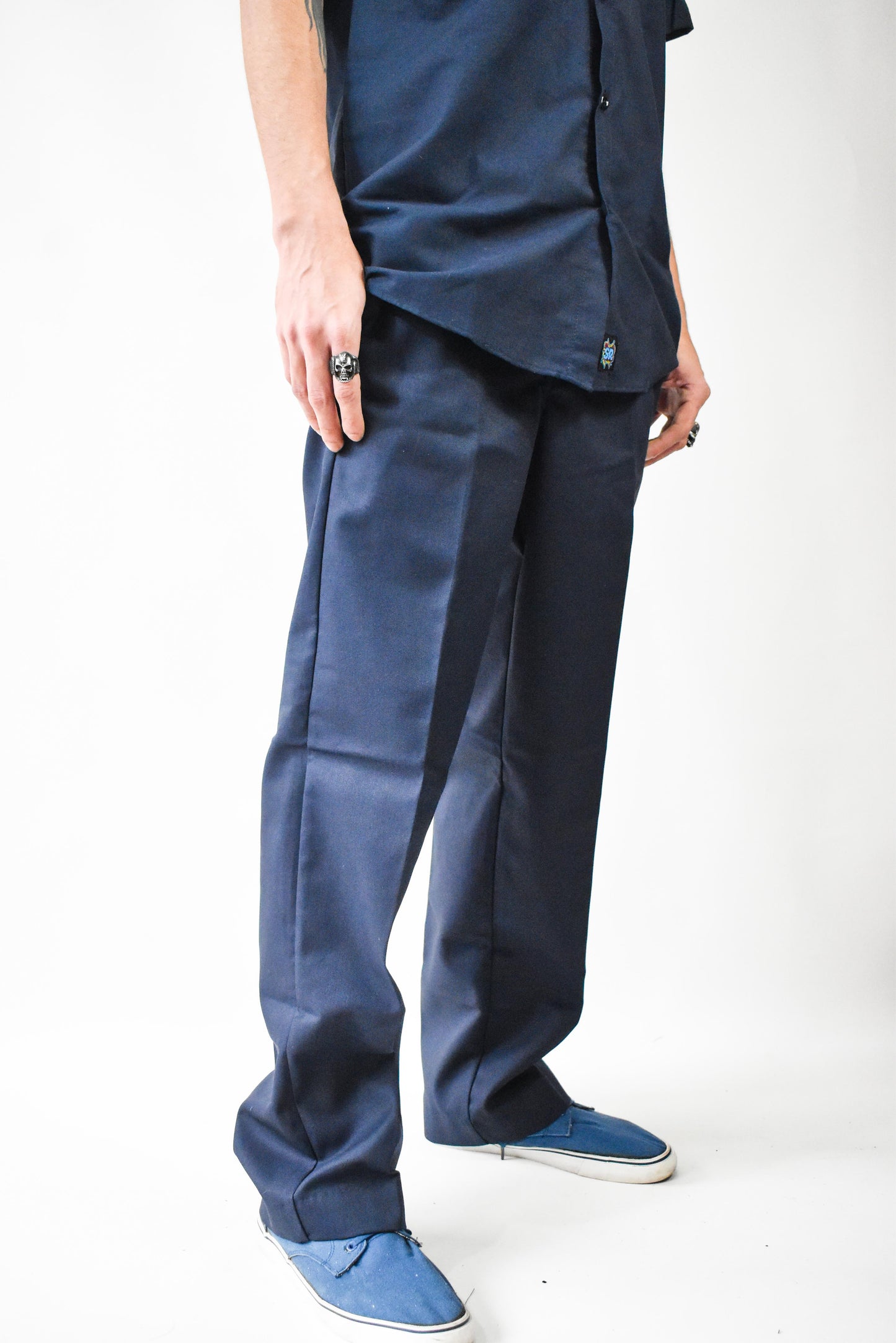 pantalone rectos de trabajo clasicos azul